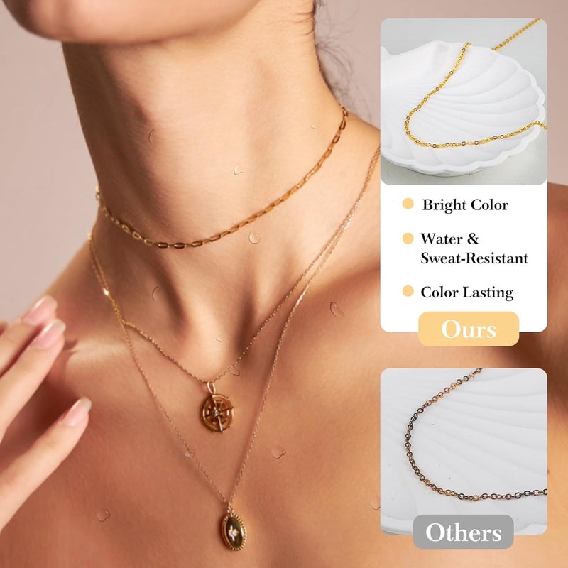 Ecoofor 18k Gold Necklace Chains for Jewelry Making, 39.3 Feet 6 Rolls Bracelet Chains for DIY,6.5Feet Each Style, Gold Chain with Jump Rings/Lobster Clasps/Connectors - Image 3